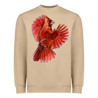 Mushroom Flying Northern Cardinal Bird Heavyweight Sweatshirt - LillyAllenDesigns