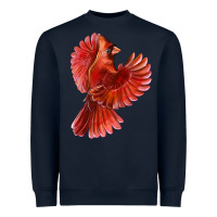 Navy Flying Northern Cardinal Bird Heavyweight Sweatshirt - LillyAllenDesigns