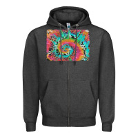 Charcoal Heather tie dye leopard cowhide glitter background Zipper Hoodie - Artiststas