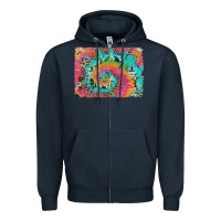 Navy tie dye leopard cowhide glitter background Zipper Hoodie - Artiststas