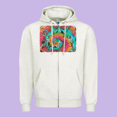Tie Dye Leopard Cowhide Glitter Background Zipper Hoodie Designed By Artiststas