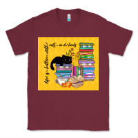 Burgundy life is better with cats and books Classic Tee - TumblerDesignByShophia