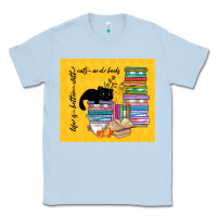 Dusty Blue life is better with cats and books Classic Tee - TumblerDesignByShophia