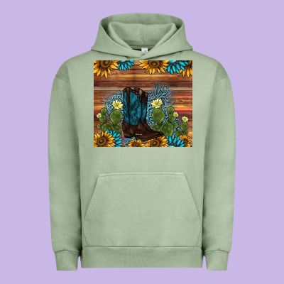 Boot Cactus Sunflower Gemstone Urban Hoodie Designed By Adodesignshop