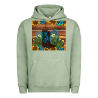 Pigment Oil Green boot cactus sunflower gemstone Urban Hoodie - AdoDesignShop