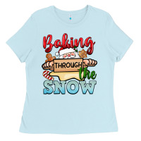 Baby Blue Baking through the snow Ladies Tee - NancyCooperArtShop
