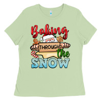 Matcha Baking through the snow Ladies Tee - NancyCooperArtShop