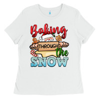 White Baking through the snow Ladies Tee - NancyCooperArtShop