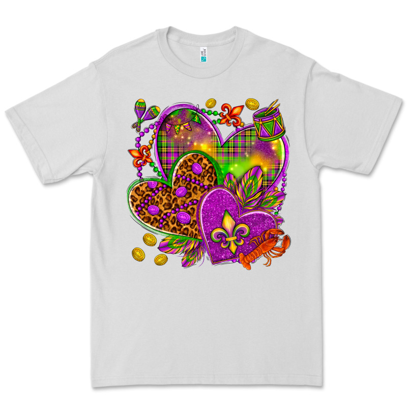 Mardi Gras Hearts Premium Tee by NancyCooperArtShop | Teevron
