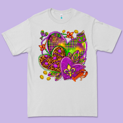 Mardi Gras Hearts Premium Tee Designed By Nancycooperartshop