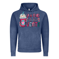 Vintage Denim v is for valentine venti coffee cup Vintage Hoodie - OliviaCreatesArt