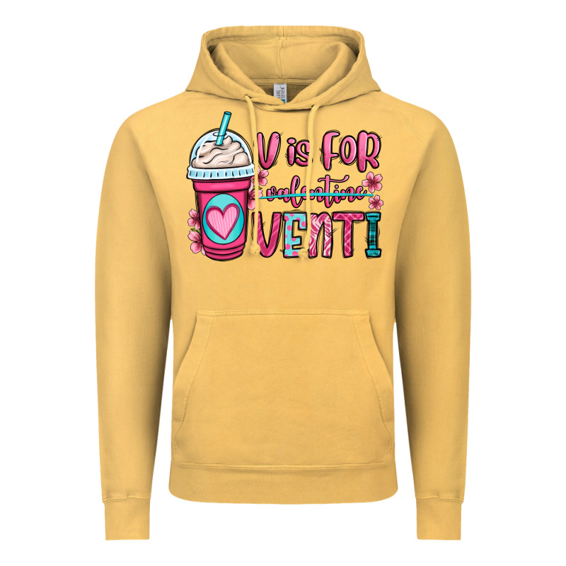 V Is For Valentine Venti Coffee Cup Vintage Hoodie by OliviaCreatesArt | Teevron