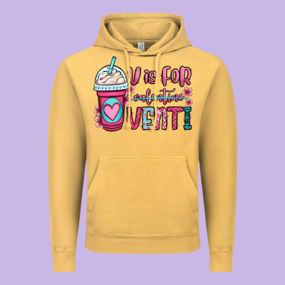 V Is For Valentine Venti Coffee Cup Vintage Hoodie Designed By Oliviacreatesart