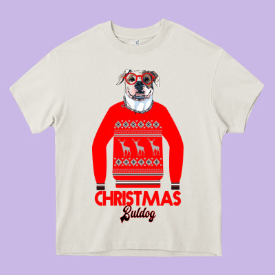 Christmas Buldog Heavy Core Tee Designed By Bettercallsaul