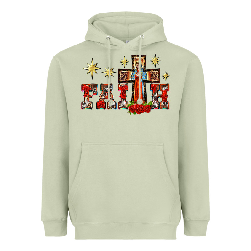 Faith Our Lady Of Guadalupe Cross Heavyweight Hoodie by BarkalooDesign | Teevron