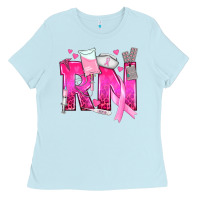 Baby Blue Breast Cancer RN Registered Nurse Ladies Tee - texasbilliewilder