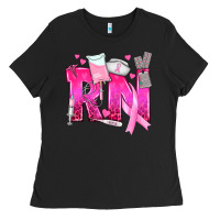 Black Breast Cancer RN Registered Nurse Ladies Tee - texasbilliewilder