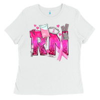 White Breast Cancer RN Registered Nurse Ladies Tee - texasbilliewilder