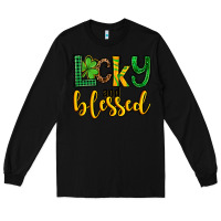 Black St. Patrick's Lucky and blessed Long Sleeve Tee - OliviaCreatesArt