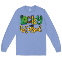 Colony Blue St. Patrick's Lucky and blessed Long Sleeve Tee - OliviaCreatesArt