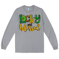 Heather Grey St. Patrick's Lucky and blessed Long Sleeve Tee - OliviaCreatesArt