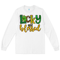 White St. Patrick's Lucky and blessed Long Sleeve Tee - OliviaCreatesArt