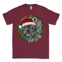 Burgundy Frenchie Christmas Classic Tee - RanaPortraitStore