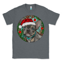 Charcoal Heather Frenchie Christmas Classic Tee - RanaPortraitStore
