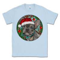 Dusty Blue Frenchie Christmas Classic Tee - RanaPortraitStore