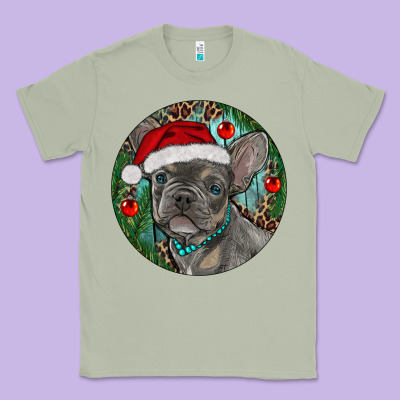 Frenchie Christmas Classic Tee Designed By Ranaportraitstore