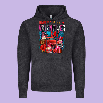 Happy Valentines Day With Gnomes And Truck Olivia Vintage Hoodie Designed By Oliviacreatesart