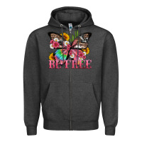 Charcoal Heather be free with butterfly and cactus flowers Zipper Hoodie - Artiststas