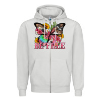 Be Free With Butterfly And Cactus Flowers Zipper Hoodie | Teevron