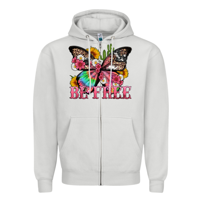 Be Free With Butterfly And Cactus Flowers Zipper Hoodie by Artiststas | Teevron