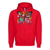 Red be free with butterfly and cactus flowers Zipper Hoodie - Artiststas