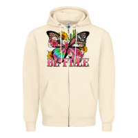 Sandshell be free with butterfly and cactus flowers Zipper Hoodie - Artiststas