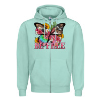 Seafoam be free with butterfly and cactus flowers Zipper Hoodie - Artiststas