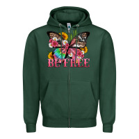 Sports Green be free with butterfly and cactus flowers Zipper Hoodie - Artiststas