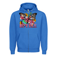 True Royal be free with butterfly and cactus flowers Zipper Hoodie - Artiststas