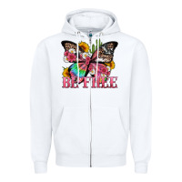 White be free with butterfly and cactus flowers Zipper Hoodie - Artiststas