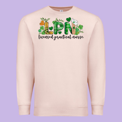 St. Patricks Day Registered Nurse Lpn Heart Premium Sweatshirt Designed By Barkaloodesign