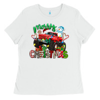 Merry Christmas Monster Truck Ladies Tee | Teevron