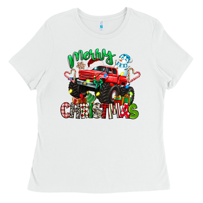 Merry Christmas Monster Truck Ladies Tee by texasbilliewilder | Teevron