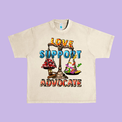 Love Support Advocate Urban Heavy Tee Designed By Cowgirlartshop