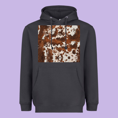 Brown Cowhide Heavyweight Hoodie Designed By Barkaloodesign
