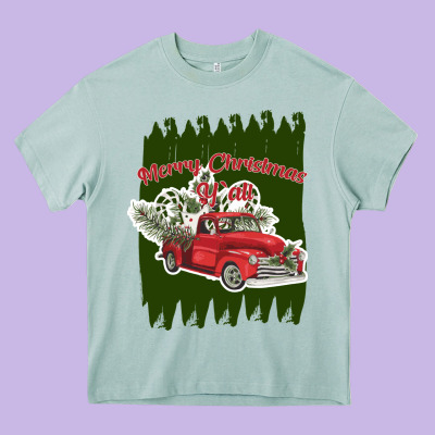 Merry Christmas Y'all Truck Heavy Core Tee Designed By Bettercallsaul