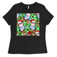 Christmas Cute Hippo Sitting Ladies Tee | Teevron