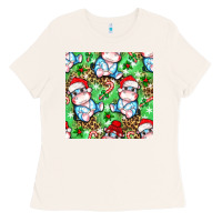 Bone Christmas cute hippo sitting Ladies Tee - NancyCooperArtShop