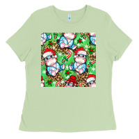 Matcha Christmas cute hippo sitting Ladies Tee - NancyCooperArtShop
