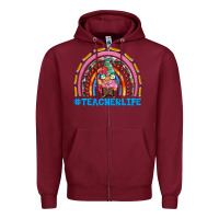Burgundy teacherlife and teacher gnome rainbow Zipper Hoodie - Artiststas